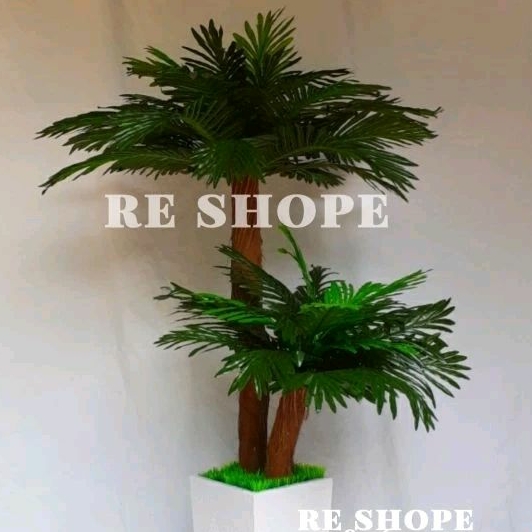 pohon kurma hias /bunga plastik/bunga hias plastik/pohon palem/pohon palem tapas 2cabang / palem
