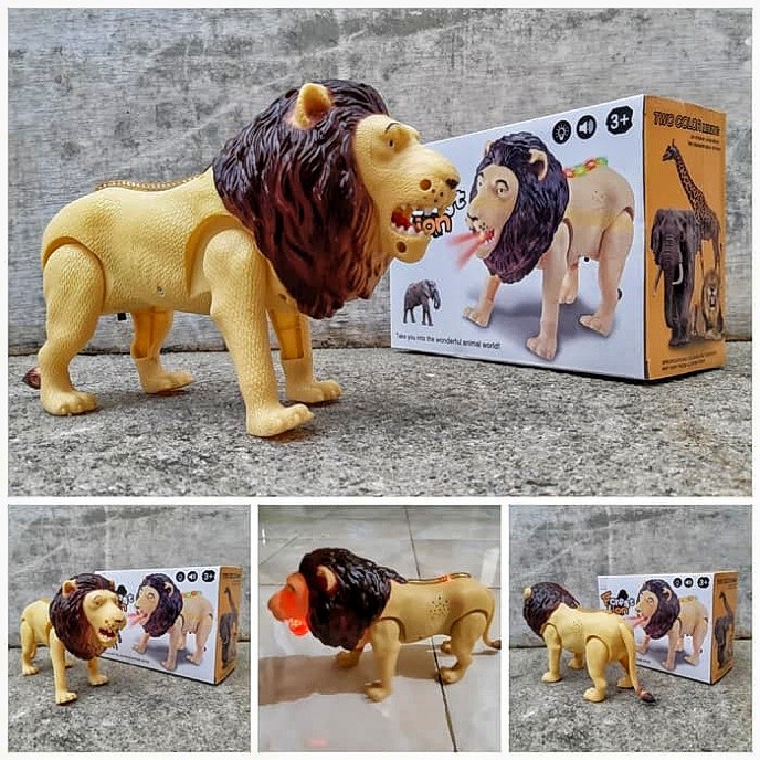 MAINAN SINGA BERJALAN BATERAI / MAINAN ANAK SINGA FOREST LION / MAINAN HEWAN SINGA JALAN