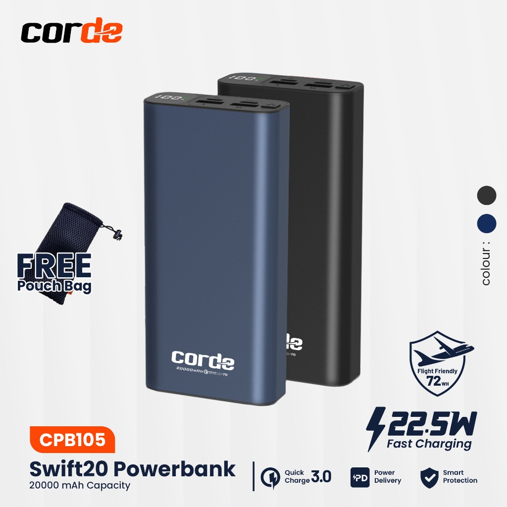 CORDE Power bank 20000mAh Power Delivery 22.5W PD QC3.0 - CPB105