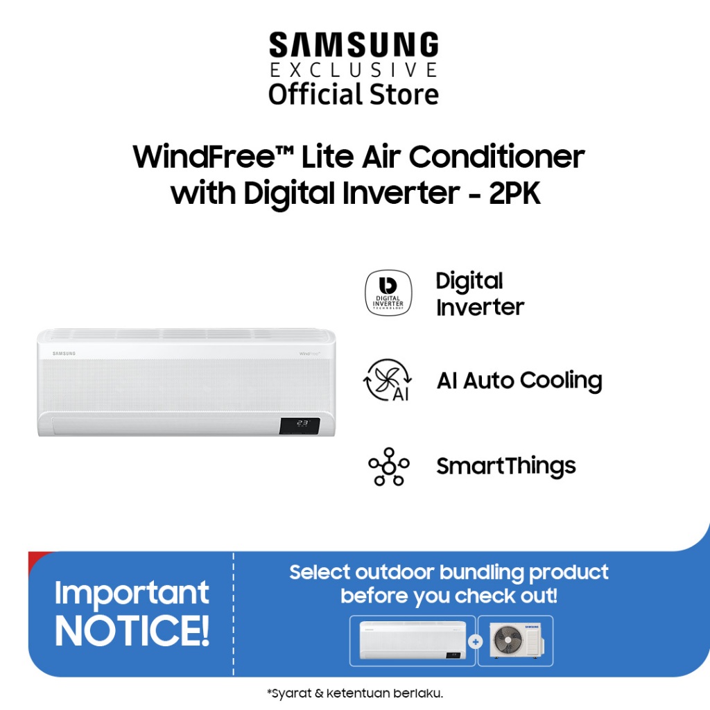 Samsung Windfree Lite 2 PK Air Conditioner | AC AI | Digital Inverter | Easy Filter | AR18BYFANWKNSE