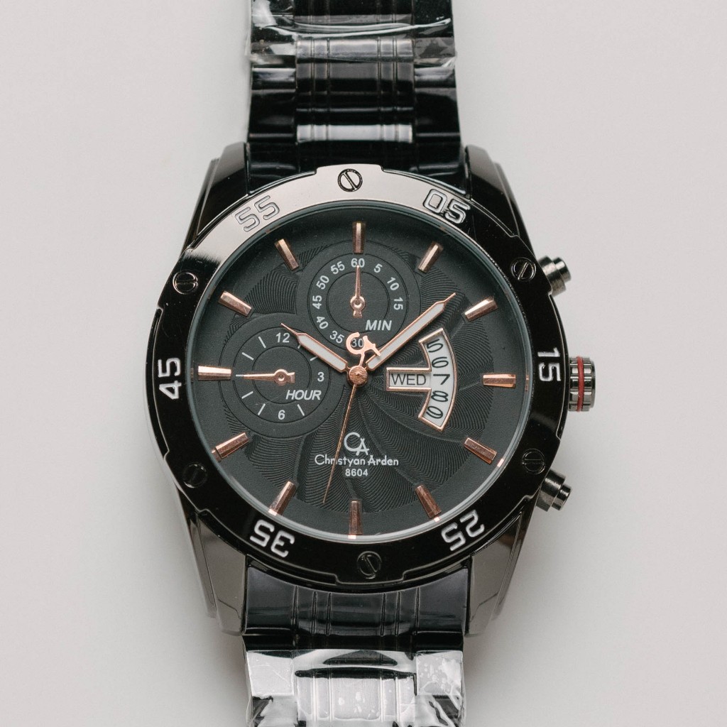 Jam Tangan Rantai Pria Christyan Arden DAY DATE MONOCHROME EDITION CA8604 GHTH - Rose Gold Marker (4