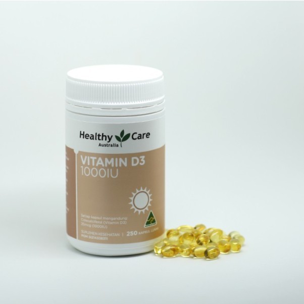 Healthy Care - Vitamin D3 1000 IU - Isi 250 Kapsul Lunak - BPOM - Halal