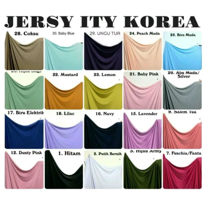 Kain Jersey Spandex Polos Eceran Meteran (Harga per 0,5m) Murah / Kain Jersey Stretch Grade A, Per 5