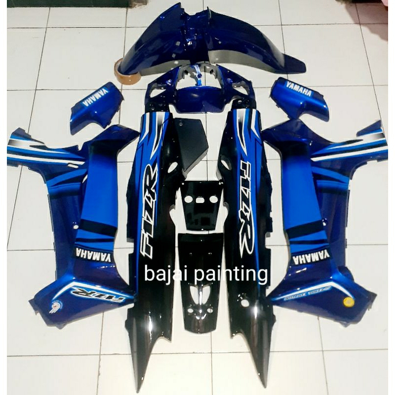 Cover body fullset halus Fizr fizr SE biru hitam striping timpa clear anti gores Body fullset YAMAHA