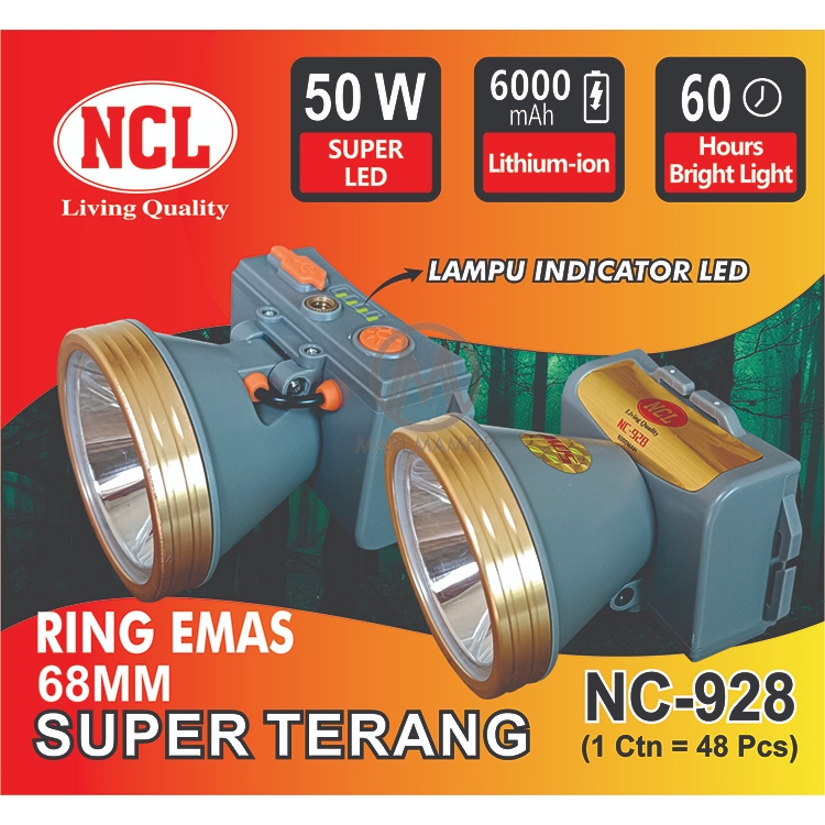 Senter Kepala Super Terang NCL Indikator LED NC-928 50 Watt