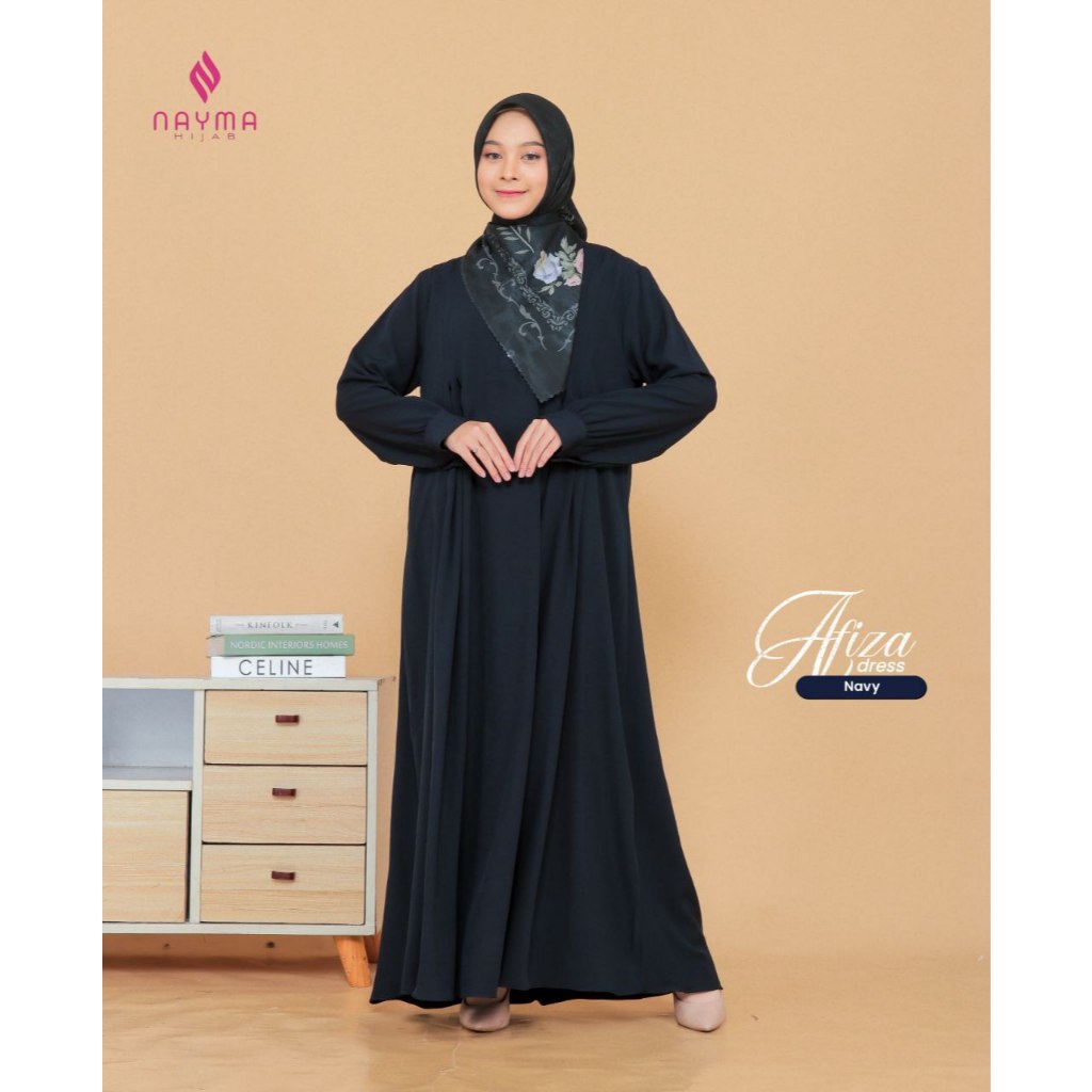 Gamis Afiza Dress Original By Nayma Hijab Material Kain Ity Crepe Premium Super Lembut Adem & Streac