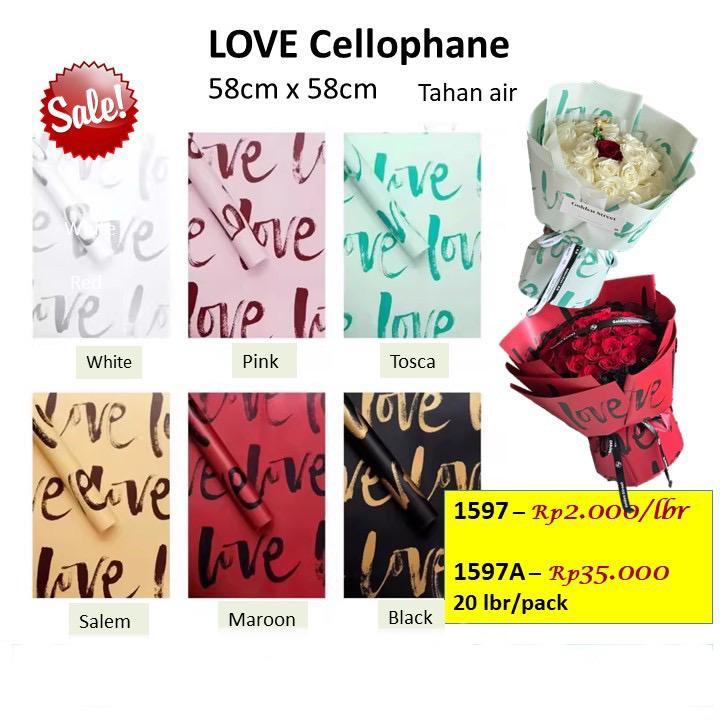 

LOVE Cellophane (1597A) Kertas Bunga,Barang Florist Sistsini