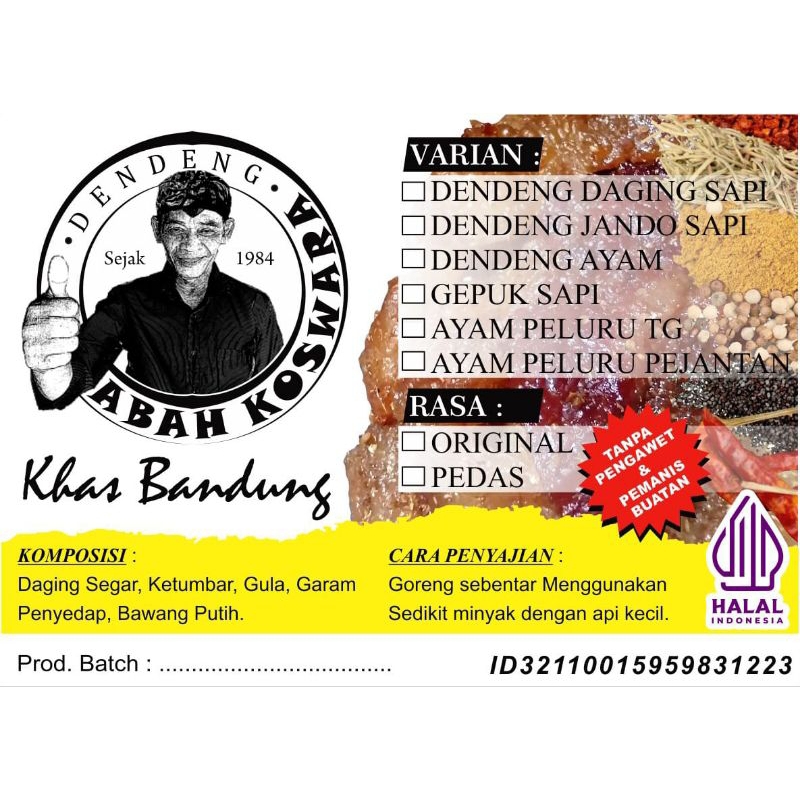 

Dendeng Jando /lemak sapi Abah Koswara130gram khas Bandung