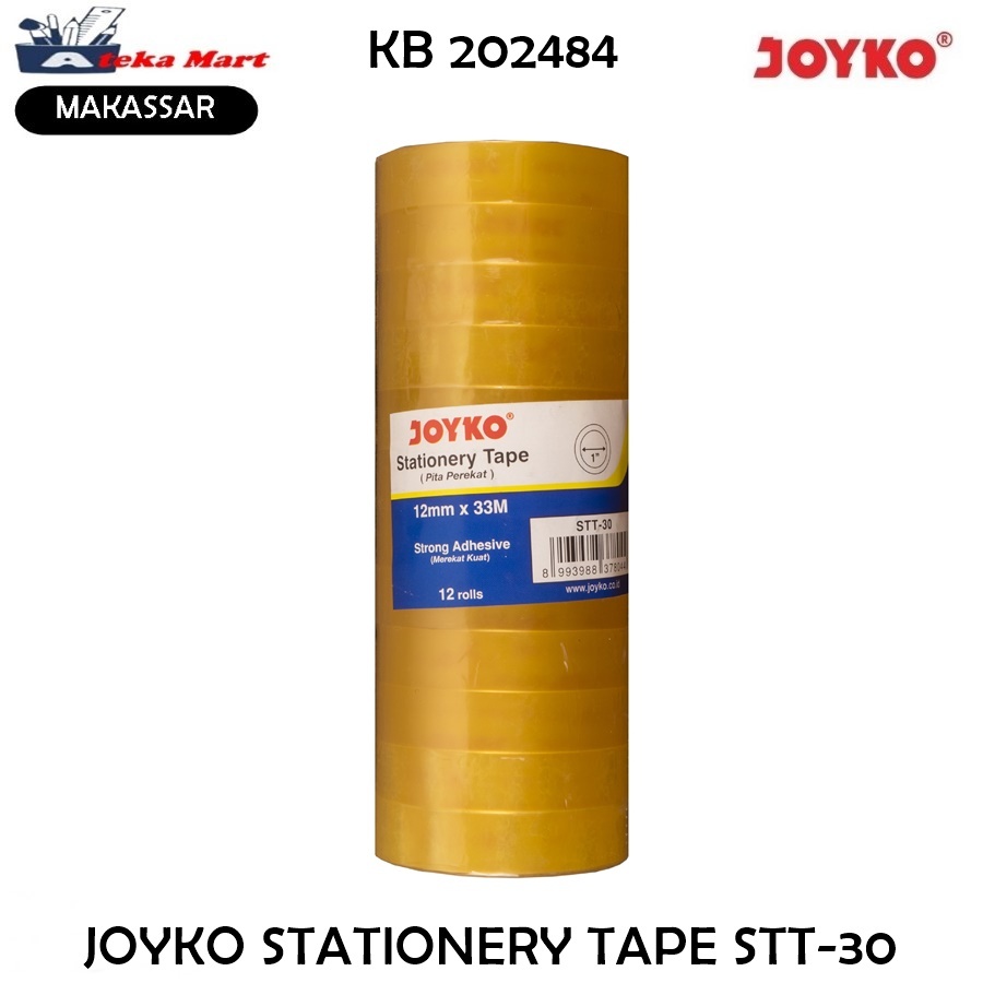 

[SLOP/12ROLL] JOYKO STATIONERY TAPE STT-30 ISOLASI KECIL (12mm x 33M)