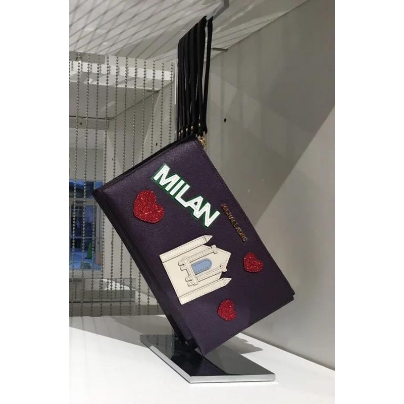 MK illustration Multicolor Leather Milan City Clutch Bag [Authentic International Guaranty]