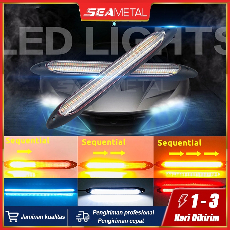 SEAMETAL Lampu Alis DRL Mobil Lampu Siang Hari LED Mobil Fleksibel 12V Mobil Sein Lampu Sepasang