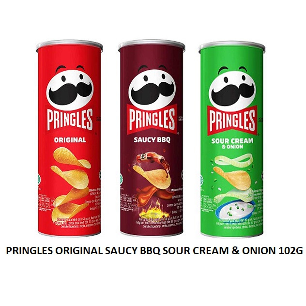 

Pringles Potato Crisps Snack Kentang Original Saucy BBQ Sour Cream & Onion - Netto 102 gr