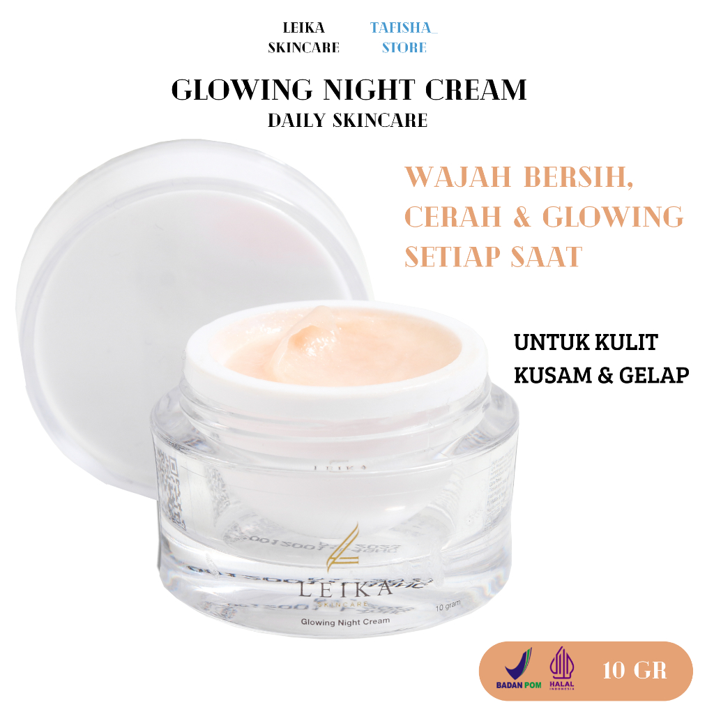 NIGHT CREAM LEIKA SKINCARE Pencerah Kulit Wajah Krim Pemutih Penghilang Noda Hitam Bekas Jerawat