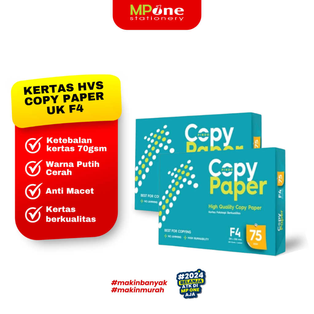 

1 RIM Kertas HVS Copy Paper F4 - 70GSM / HVS Copy Paper Ukuran F4