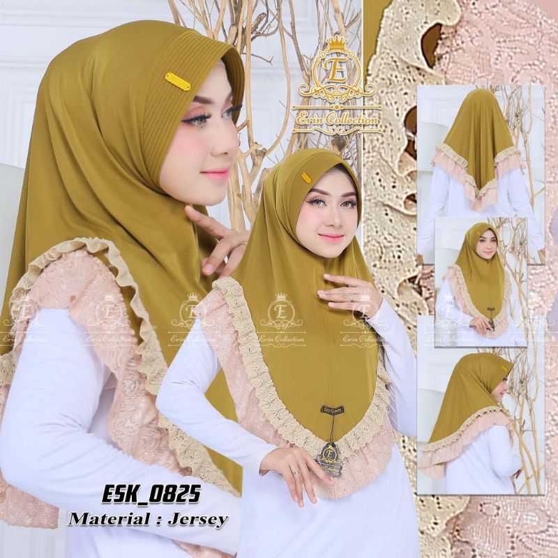 Erin collection esk0825 esk 0825 jilbab instan bergo premium renda mewah jilbab pesta instan