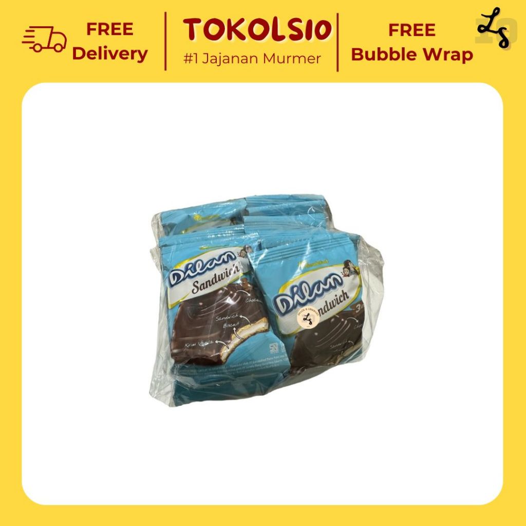 

Dilan Sandwich Biscuit Chocolate Cream Vanilla 1 Pack isi 20 pcs @16gr