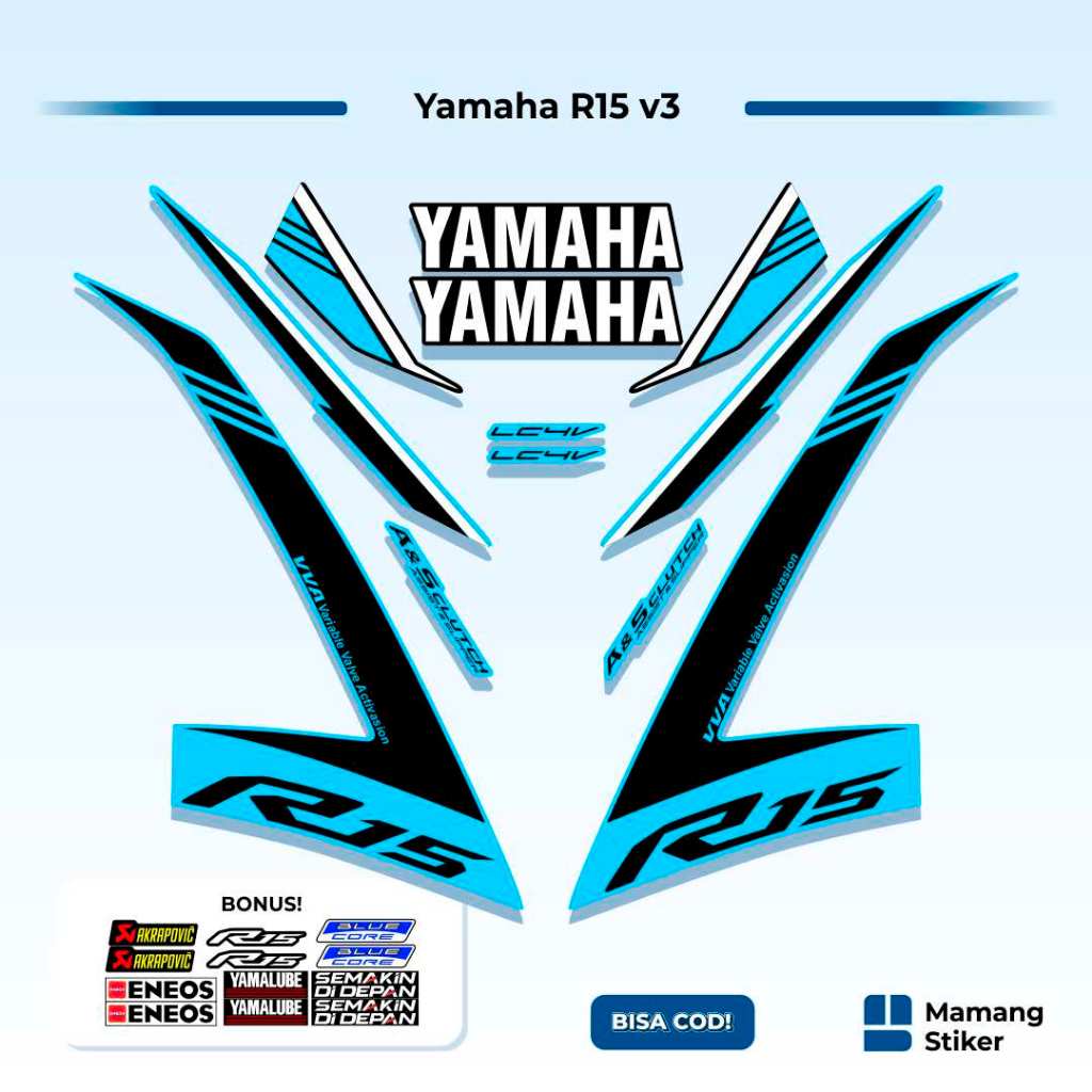 Striping R15 v3 Variasi (3) Full Body Simple Yzf Keren 2017 2018 2019 2020 2021 Api Anime RR Origina