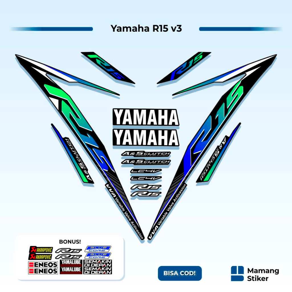 Striping R15 v3 Variasi (8) Full Body Simple Yzf Keren 2017 2018 2019 2020 2021 Api Anime RR Origina