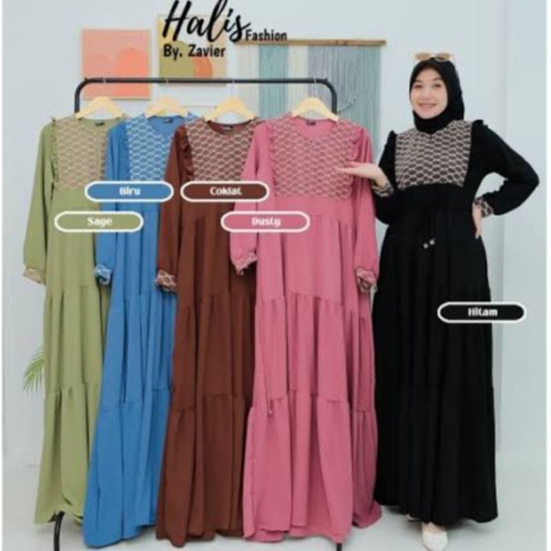 Dress Soraya Halis | Gamis Soraya Crinkle | Gamis Crinkle Halis Soraya