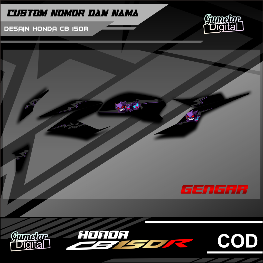 STRIPPING SIMPEL HONDA CB 150R LED GENGAR POKEMON SUDAH DI CUTTING TINGGAL TEMPEL