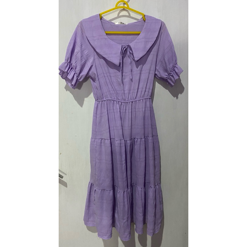 dress korea lilac Ld 90-100 panjang dress 115