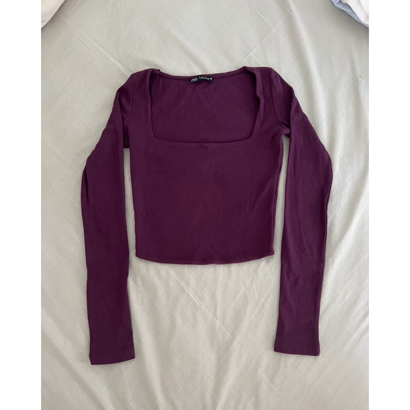 ZARA long sleeve crop top