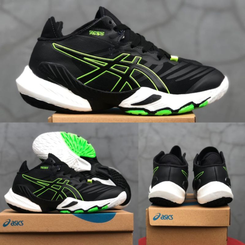 Sepatu voli pria hitam hijau asi3k voly cowok sepatu olahraga volly ball 38-43