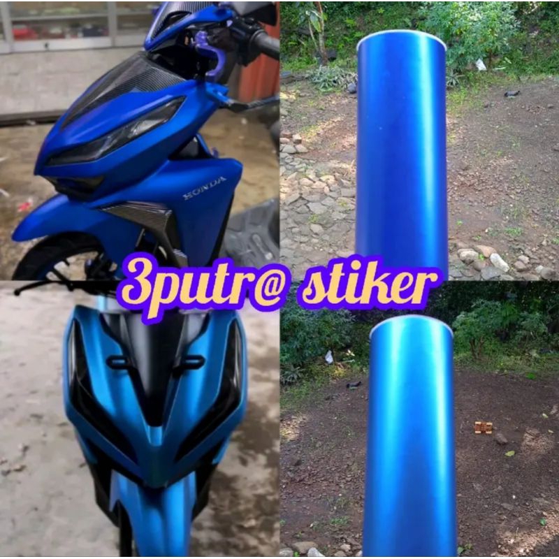 skotlet sticker motor mobil biru muda metalic doff biru tua metalic doff/ crom doff