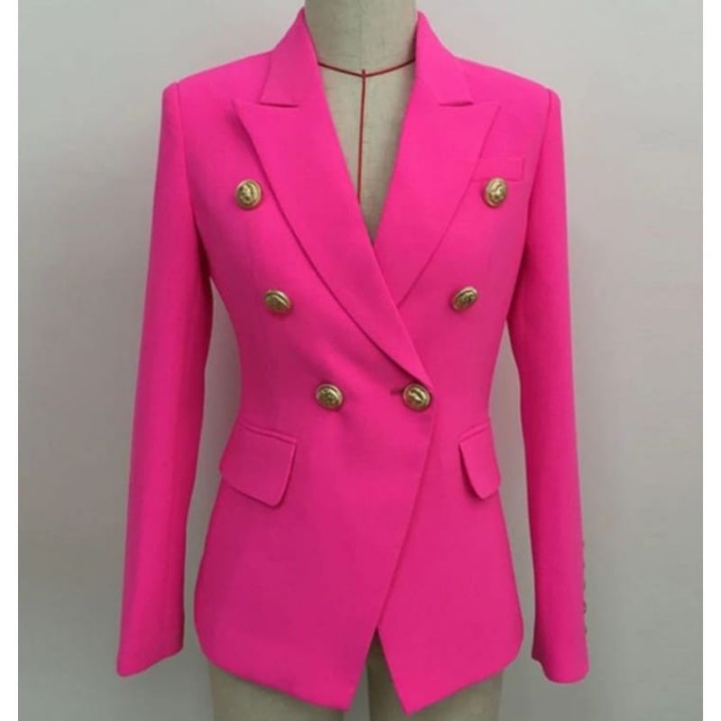 Blazer wanita kancing 6, Jas wanita kantoran, blazer wanita warna pink,navy,hitam,merah