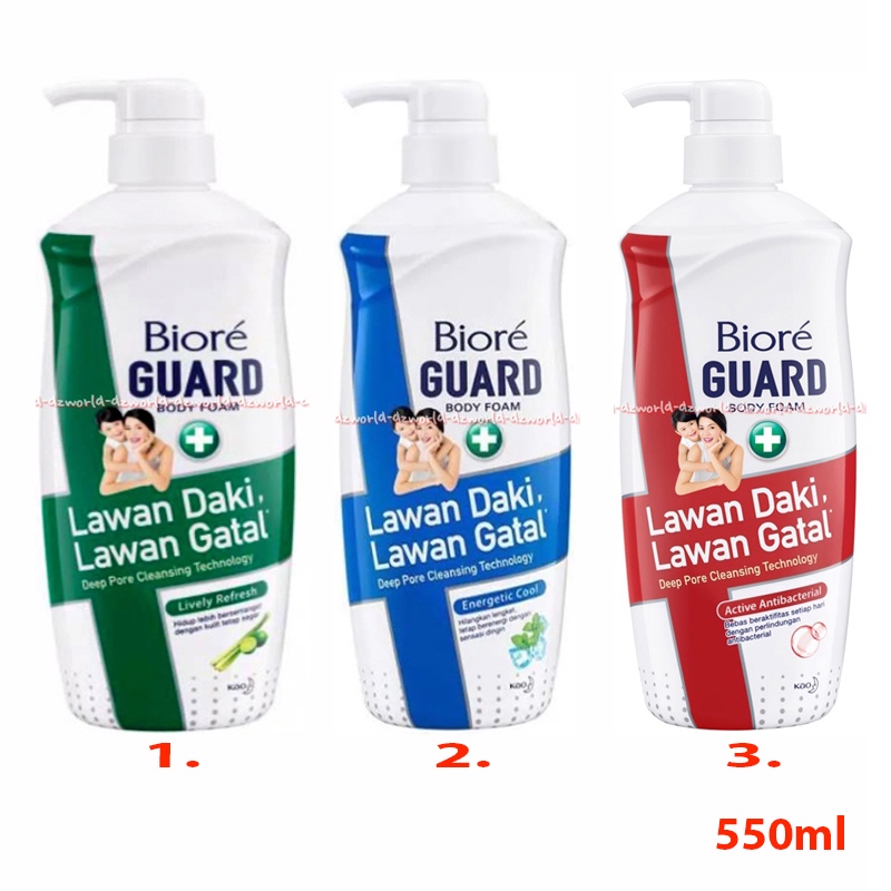 Biore Guard 550ml Body Foam Lawan Daki Lawan Gatal Lively Fresh Energic Cool Active Antibacterial Sa