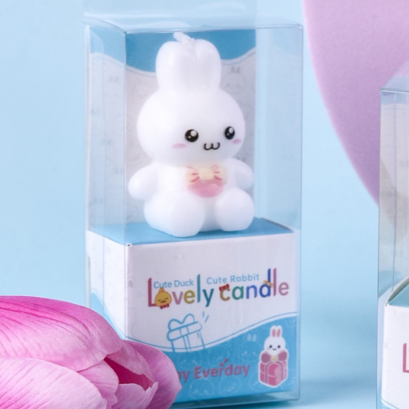 Lilin ulang tahun karakter binatang bebek kelinci / hiasan kue ultah anak duck rabbit / dekorasi cak