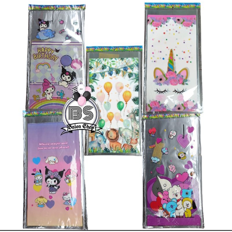 

PP 25 x 50 10Lembar PLASTIK SNACK ULANG TAHUN KARAKTER MELODY / KUROMI / UNICORN PUTIH / ANIMAL