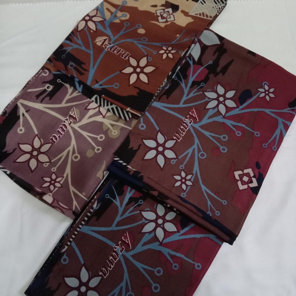 Pbstore Pekanbaru - CLREARANCE SALE Jilbab Segiempat AZARA Voal Dasaran Hitam Motif Standar (110×110