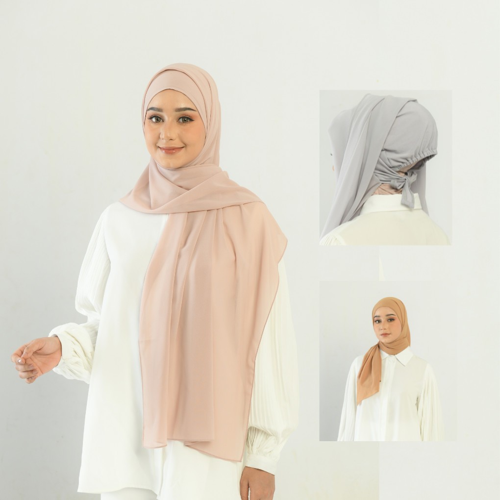 Zoya Pashmina CANTIQA - Hijab Pashmina Instan Polos Bahan Ceruty