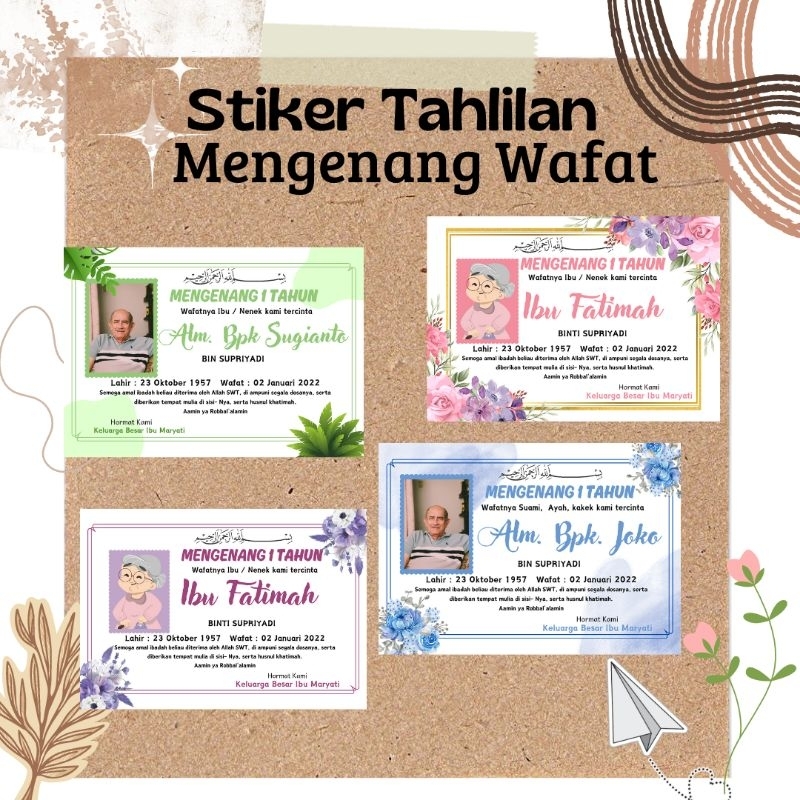 Stiker acara tahlil/stiker mengenang wafat/isi 20pcs//mengenang 40hari/100 hari/1000hari