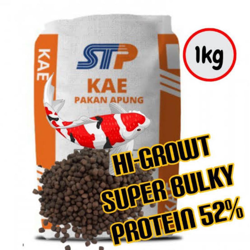 Pelet KOI Kae 1 Kg Repack Protein 52% bikin koi bulky