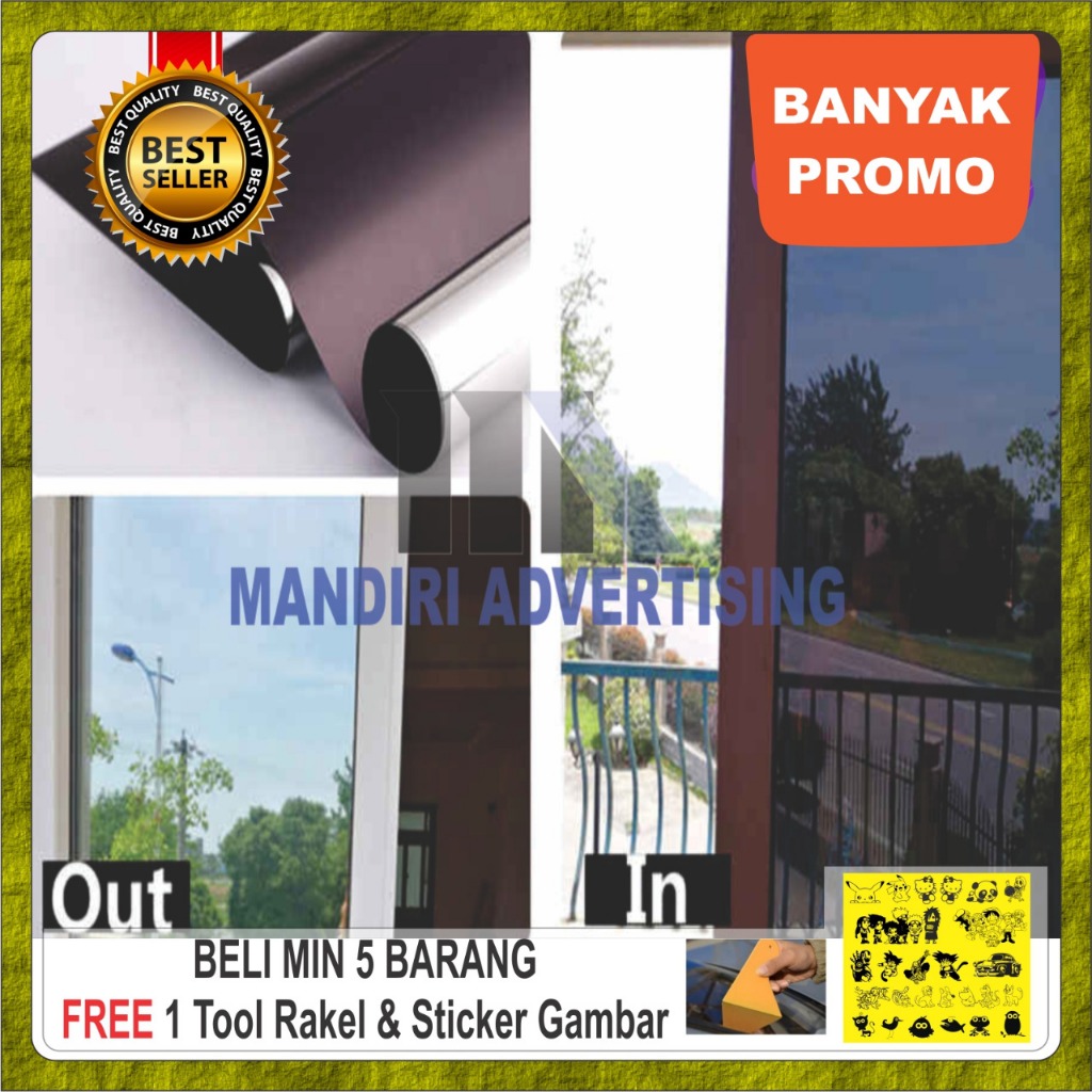 KACA FILM ONEWAY / KACA FILM SILVER BLACK / KACA FILM SPARTA HITAM /KACA FILM CERMIN /KACA FILM MIRR