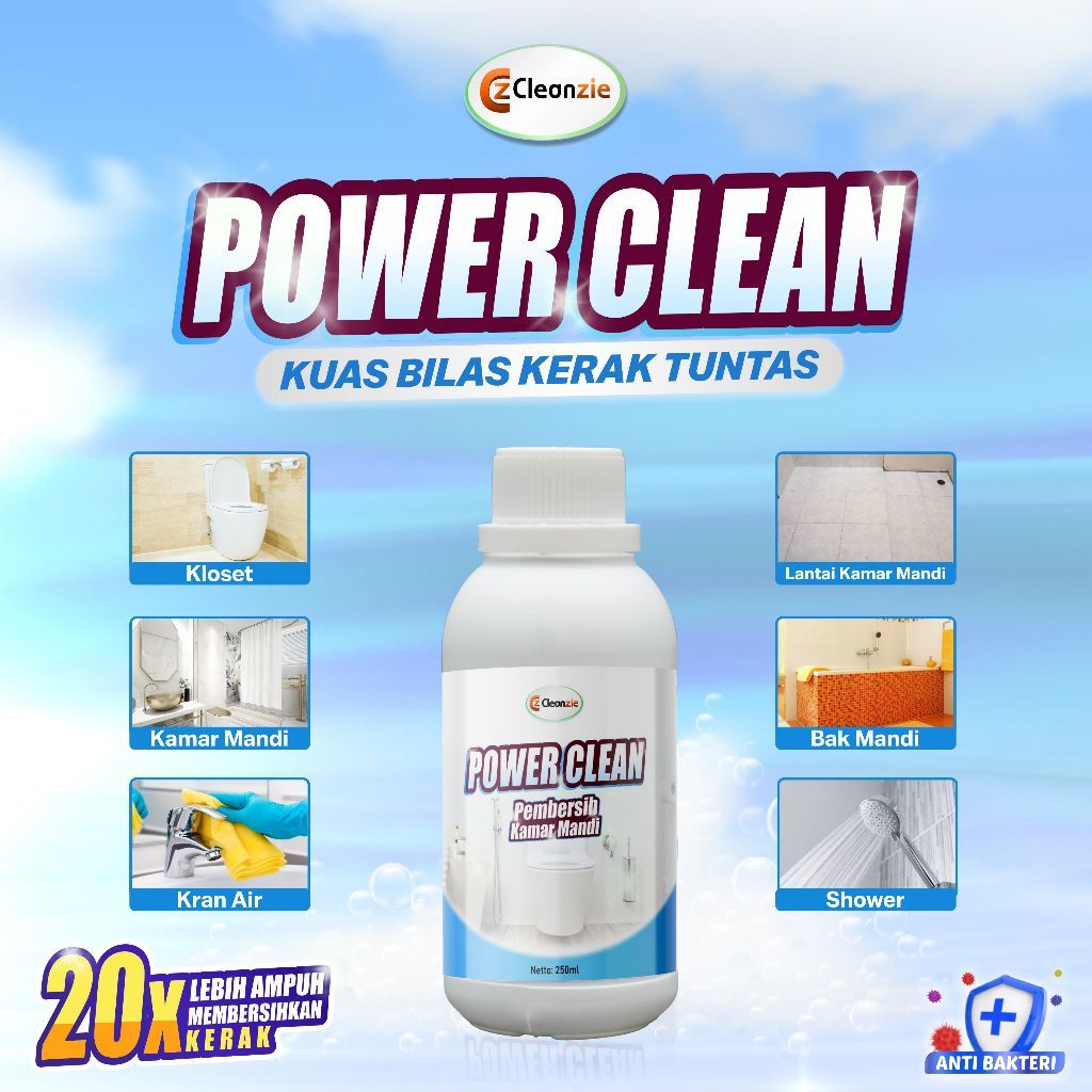 Cleanzie Power Cleaner Pembersih Kamar Mandi Noda Membandel Ampuh Toilet Jongkok Duduk Kerak Keramik