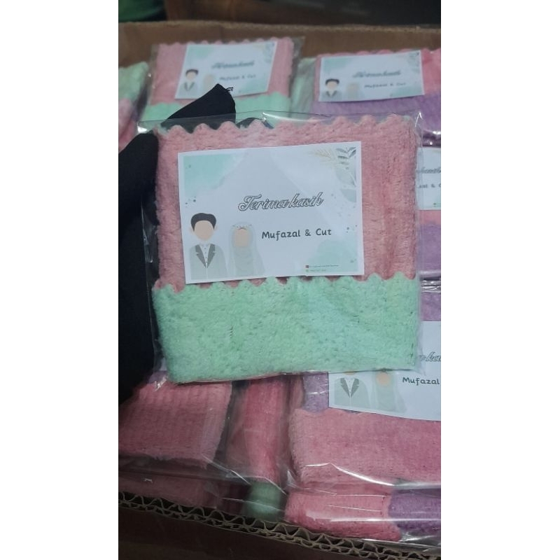 souvenir pernikahan/aqiqah/khitan handuk mini free custom thanks card (min order 50pcs)