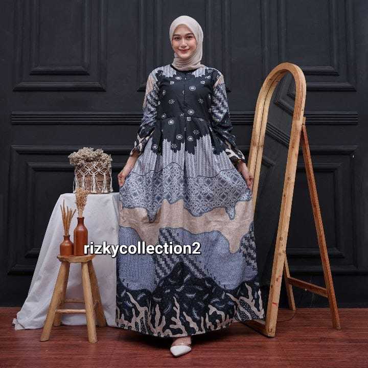 Rizky_collection2 - MS GAMIS BATIK SRIWEDARI MAXI BUMIL/BUSUI KATUN SOGAN ALLSIZE & JUMBO