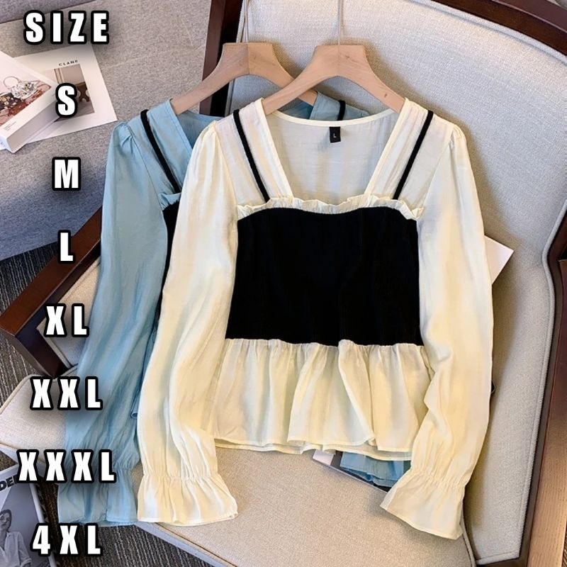 Malaika Blouse Wanita Elegant Jumbo - Atasan Katun Rayon Rompi Knit Oversize - UKURAN S-M-L-XL-XXL-X