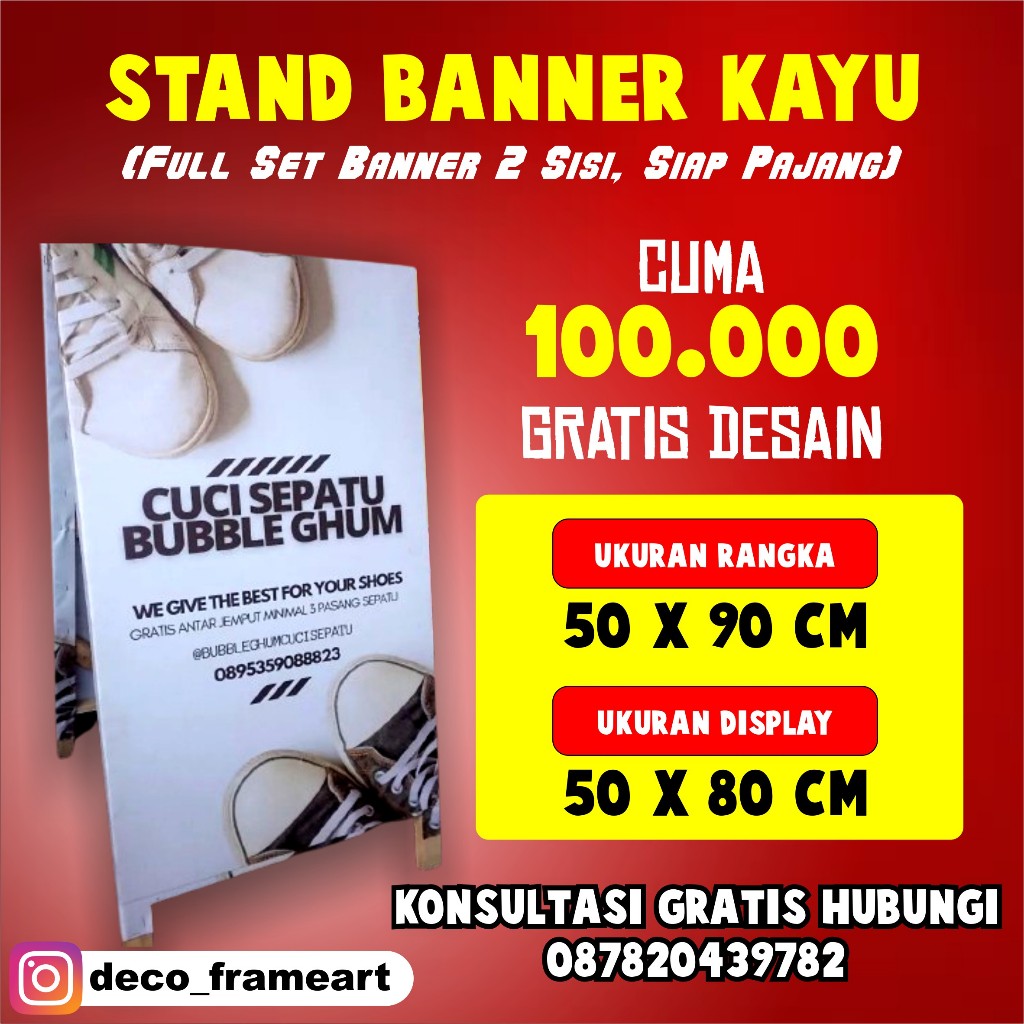 Standing Banner MMT Kayu 50 x 80 cm