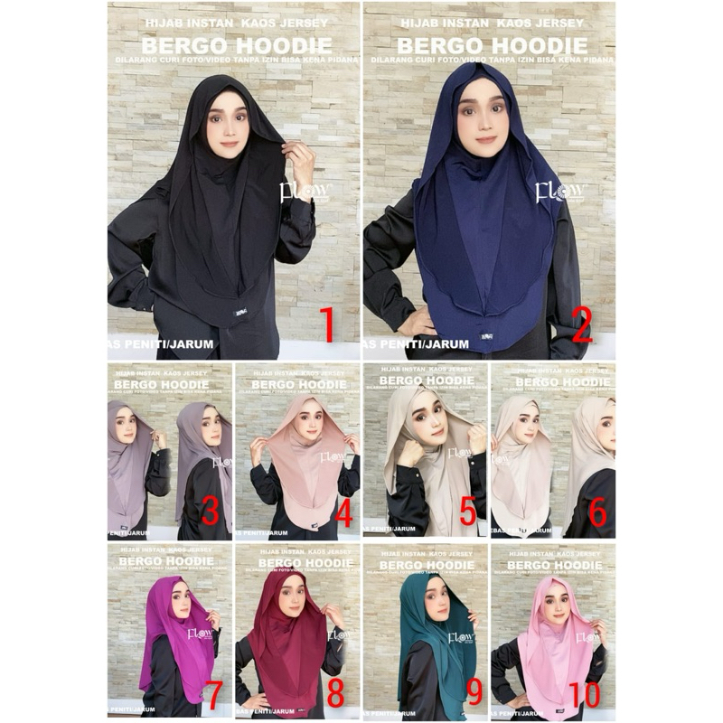 Hijab Instant BERGO HOODIE ori flow idea