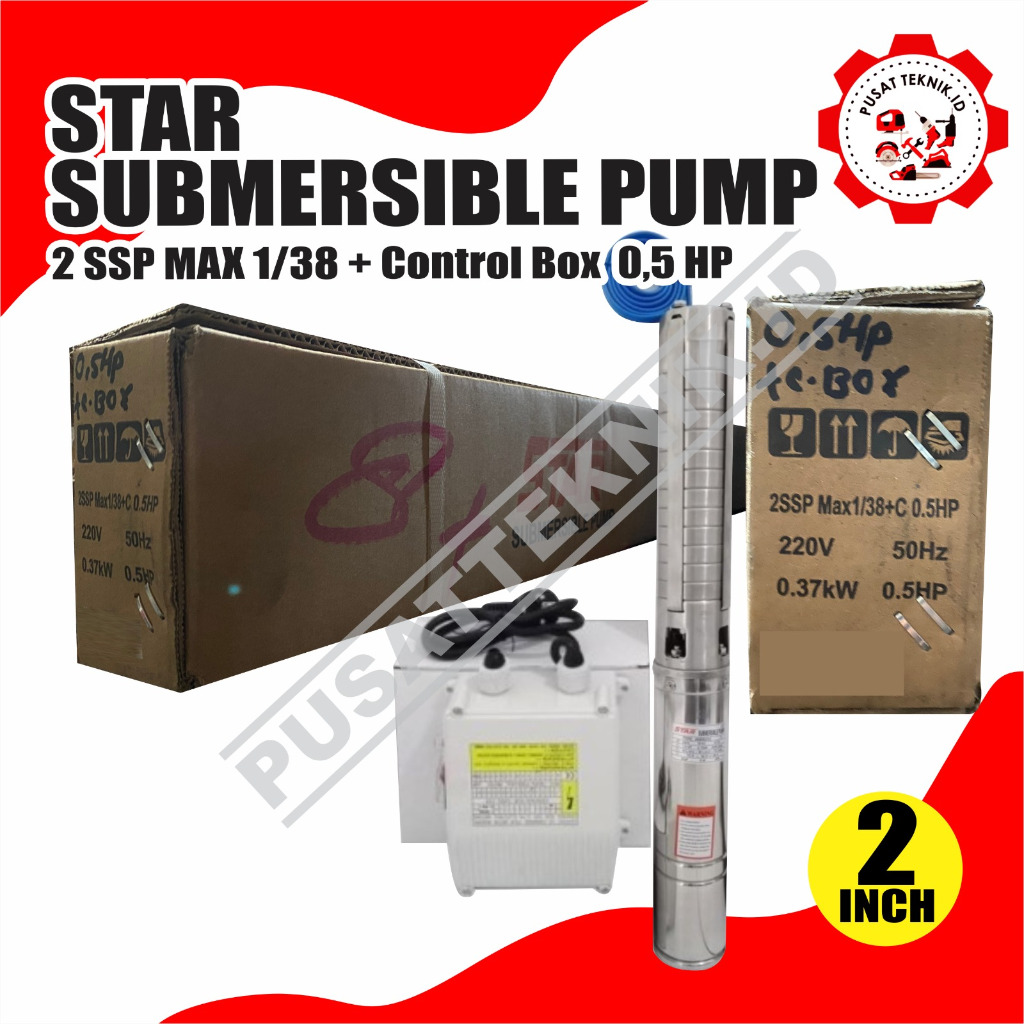 POMPA SUBMERSIBLE STAR 2SSP1/38 0.5HP 2INCH POMPA CELUP SATELIT STAR 2"