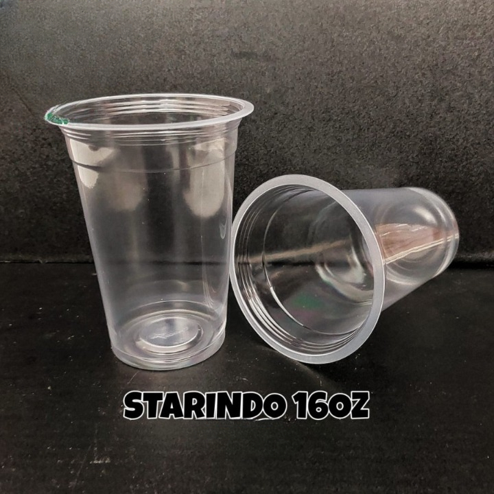 Cup Gelas Plastik   Boba Thai Tea Jus Kopi Oz Datar 7 gram  12 oz - 16 oz Polos 1 pack isi 50 pcs