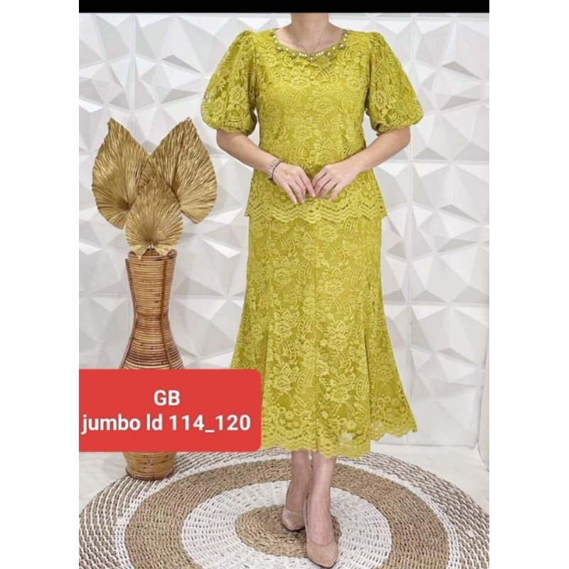 Set  stelan rok brukat import jumbo Ld 114-120 lapis Furing