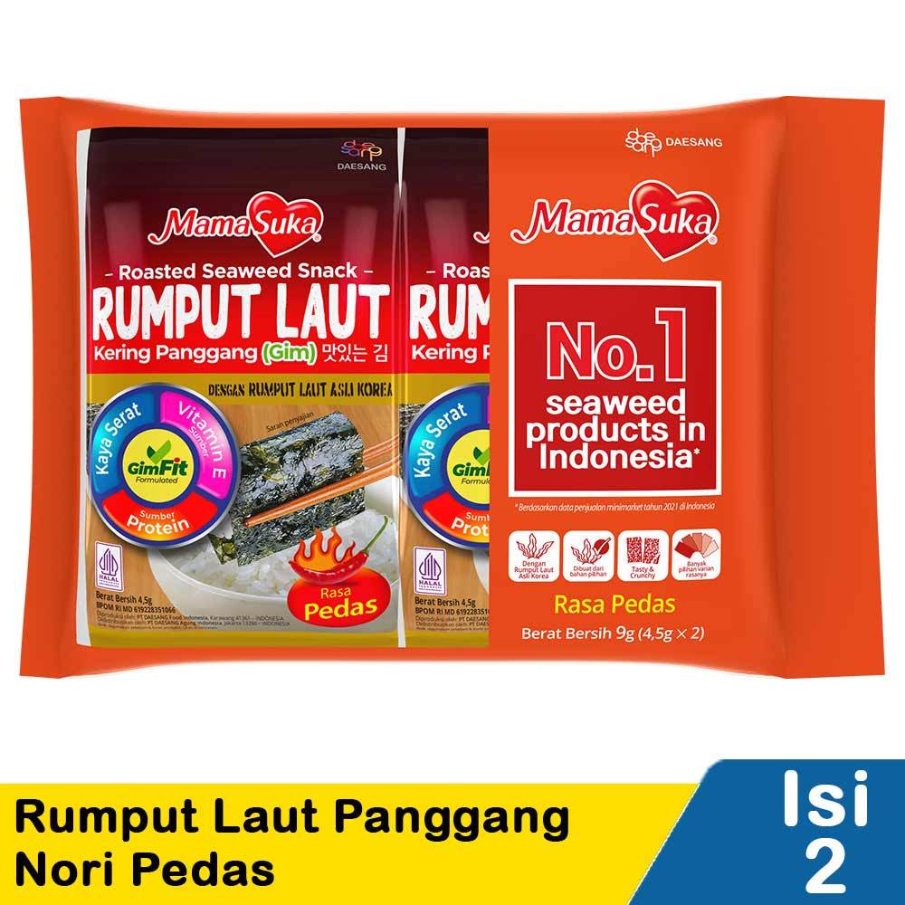 

Mamasuka Snack Rumput Laut Panggang Rasa Pedas 1 Pack isi 2 Bungkus