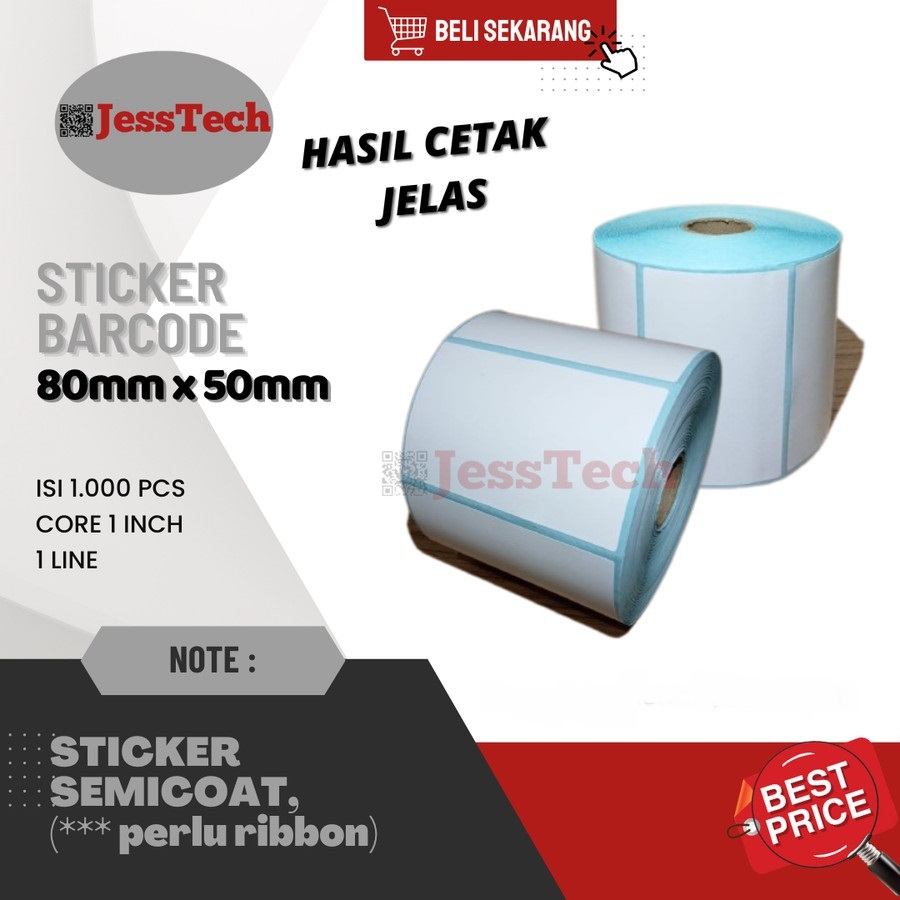 

STIKER 80MM X 50MM ISI 1000 SEMICOAT LABEL OBAT / FARMASI