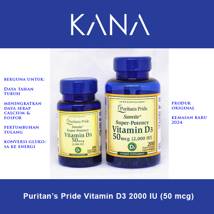 PURITAN'S PRIDE Vitamin D3 2000 IU 50 mcg High Potency Puritan Pride
