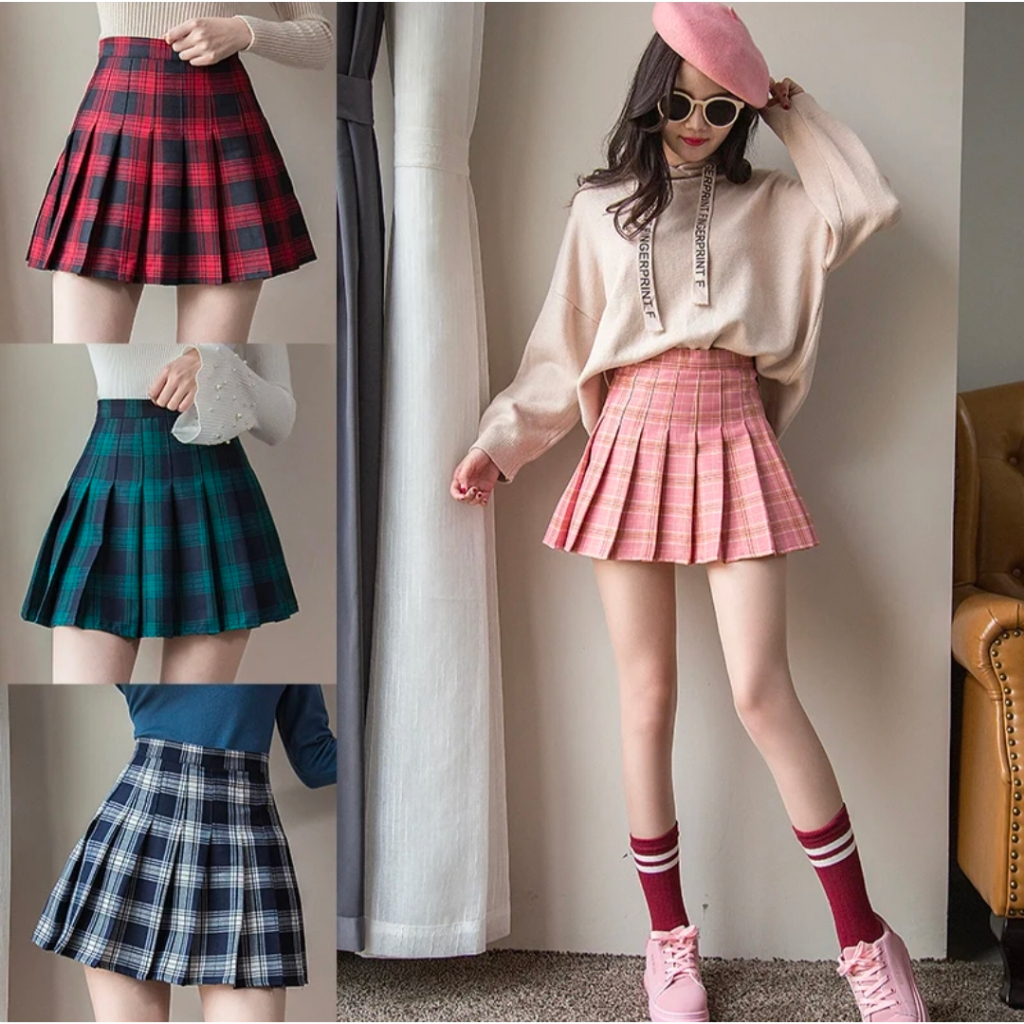 Rok Mini Flanel Wanita Motif Kotak Tartan Kain Tebal - AYUI Mini Skirt Tennis Basic Korea Style Rok 